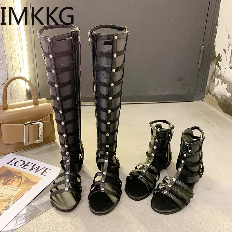 Женская обувь сандалии-гладиаторы на ремешках высокие сапоги до колена молнии