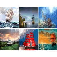 painting by number ship diy craft kits handmade acrylic painting for adults canvas frame coloring by number home decor