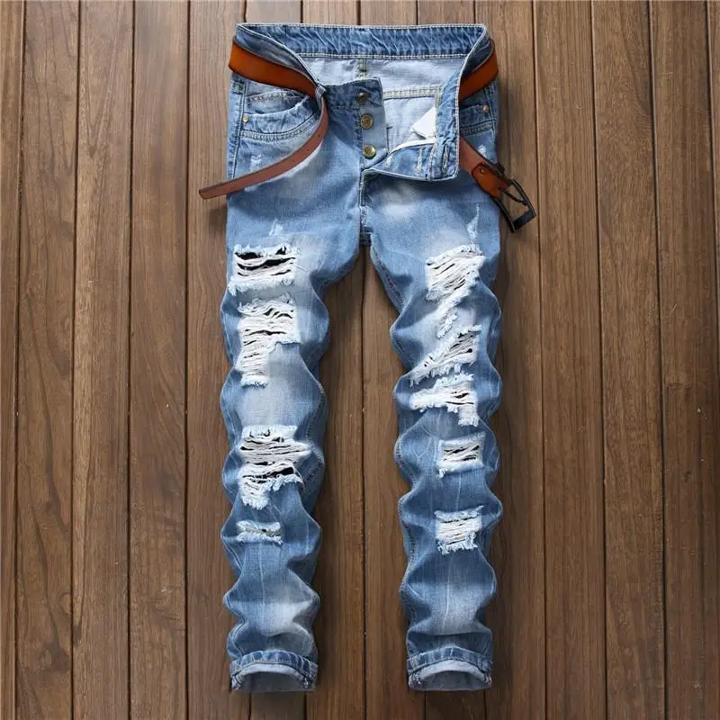 

New Men's Ripped Jeans Hole Denim Trouser Pants Fashion Stylish Jeans