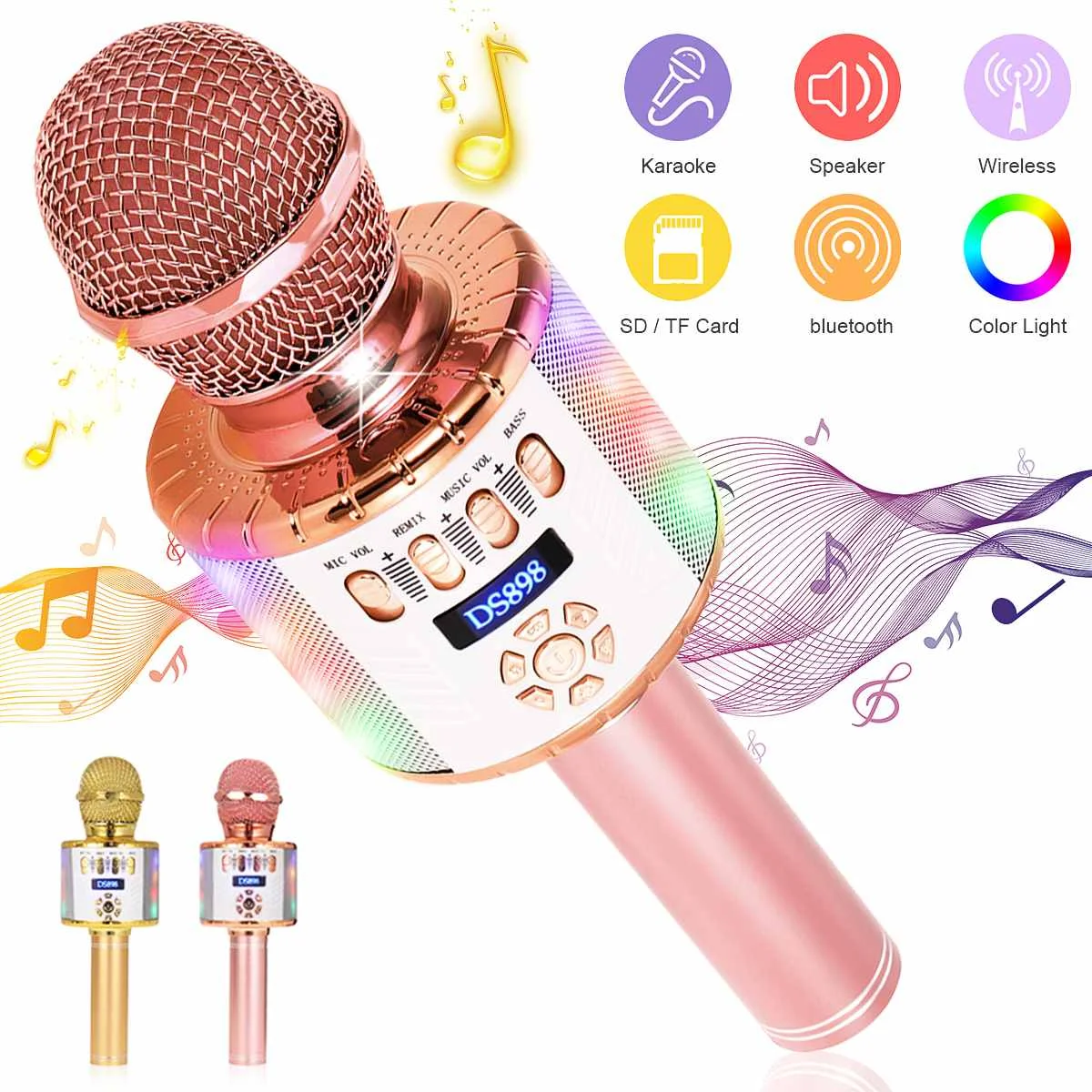 

3in1 Karaoke Wireless bluetooth Microphone Professional Speaker Player Machine for Home KTV Party for Android/Iphone/Ipad/Pc