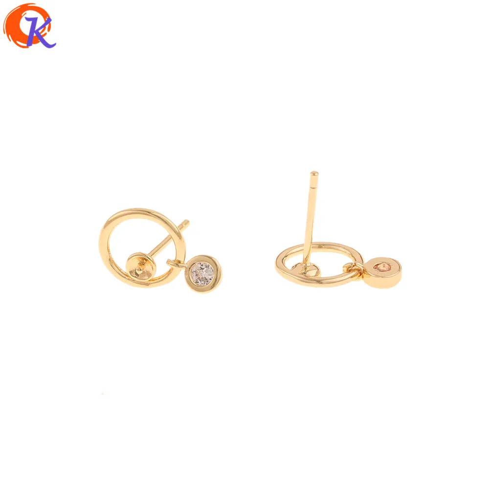 

Cordial Design 20Pcs 9*13MM CZ Earrings Stud/Hand Made/DIY Making/Genuine Gold Plating/Jewelry Accessories/Earring Findings