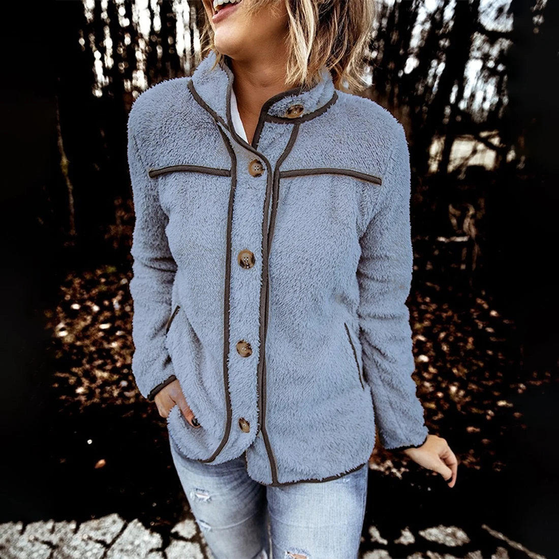 Женская куртка с длинным рукавом LASPERAL теплая однотонная на молнии зима 2020 |