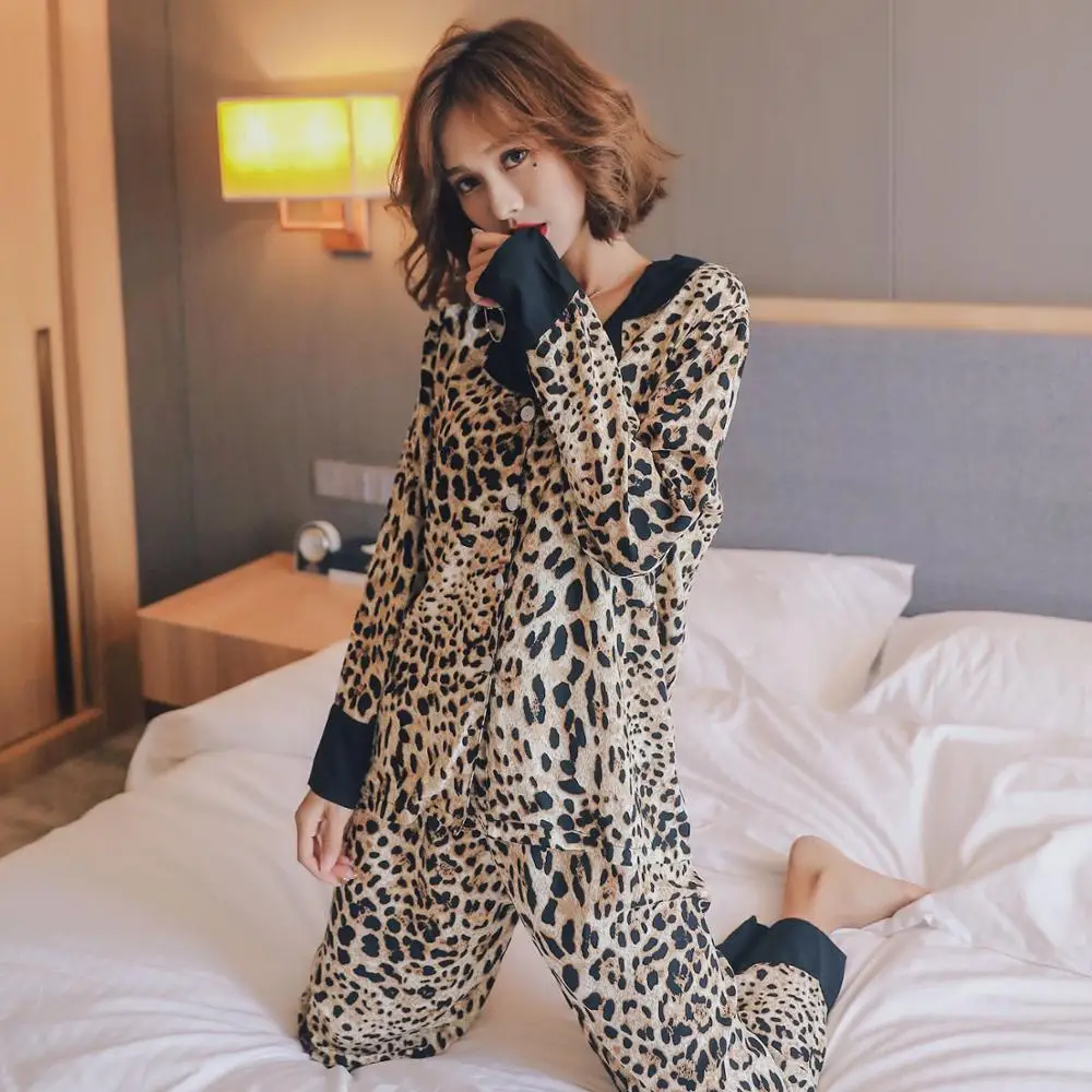 2020 осенний пижамный комплект леопардовой раскраски из меха пони ночная одежда