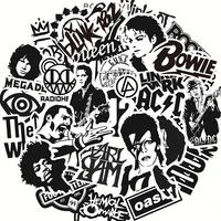 103050pcs cool black and white rock band stickers for bicycle laptop guitar graffiti waterproof decals sticker packs kid toys