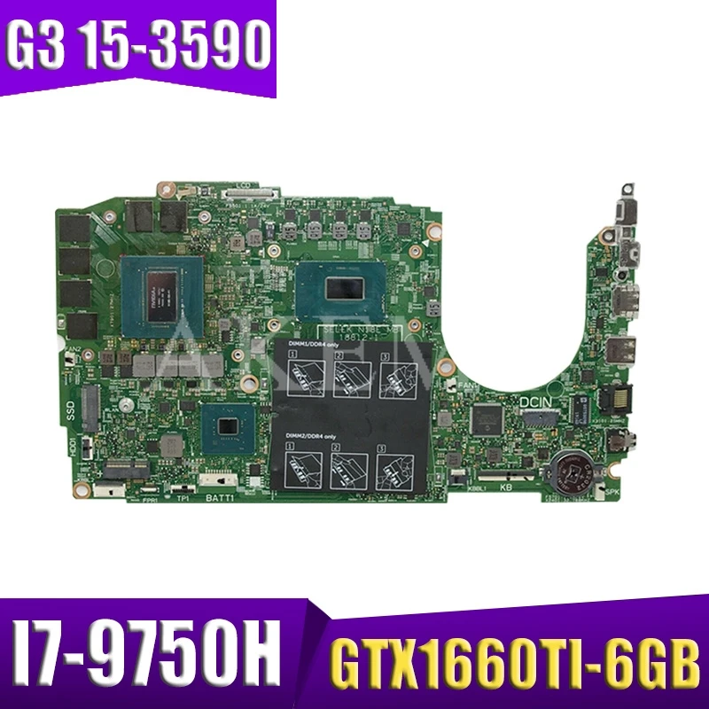 

Laptop motherboard For DELL Inspiron G3 15-3590 original mainboard I7-9750H GTX1660TI-6GB