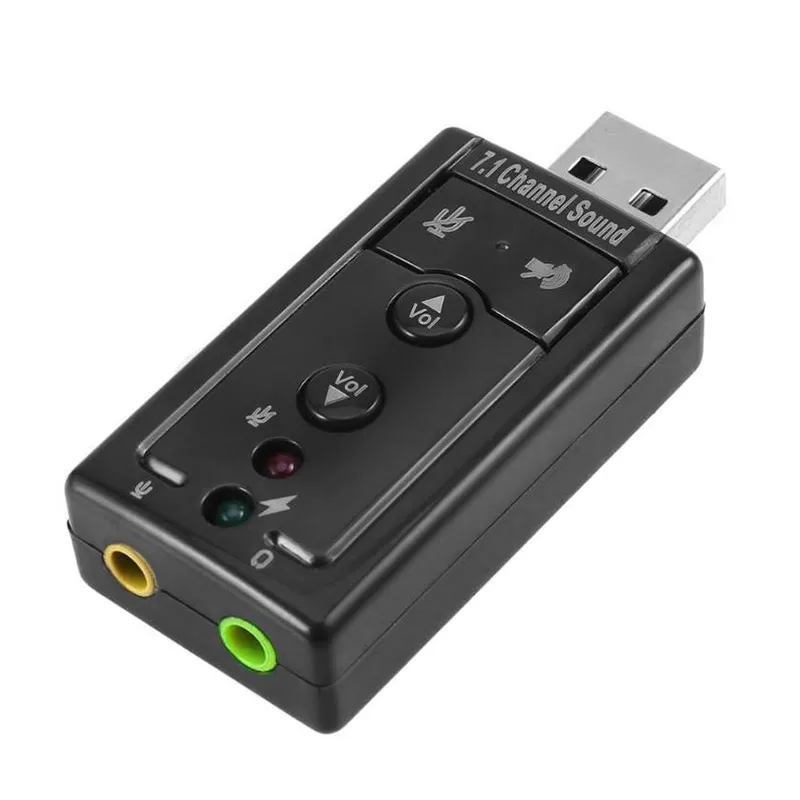 Black Звуковая карта Micphone, USB аудио адаптер 7,1, Внешняя USB звуковая карта, USB к разъему 3,5 мм, аудио адаптер для наушников - Комплект: Black