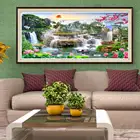 Алмазная 5D картина сделай сам, полноформатная круглая вышивка с изображением водопада, пейзажа, цветов, лотосов, украшение для вышивки крестиком, домашний подарок