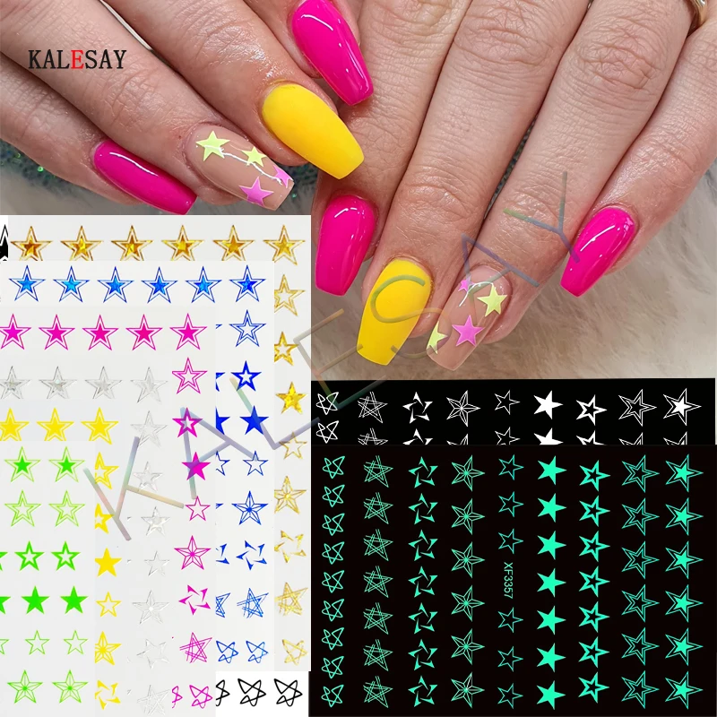 5 шт./Лот дешевые наклейки для ногтей светящиеся темные звезды маникюра дизайн