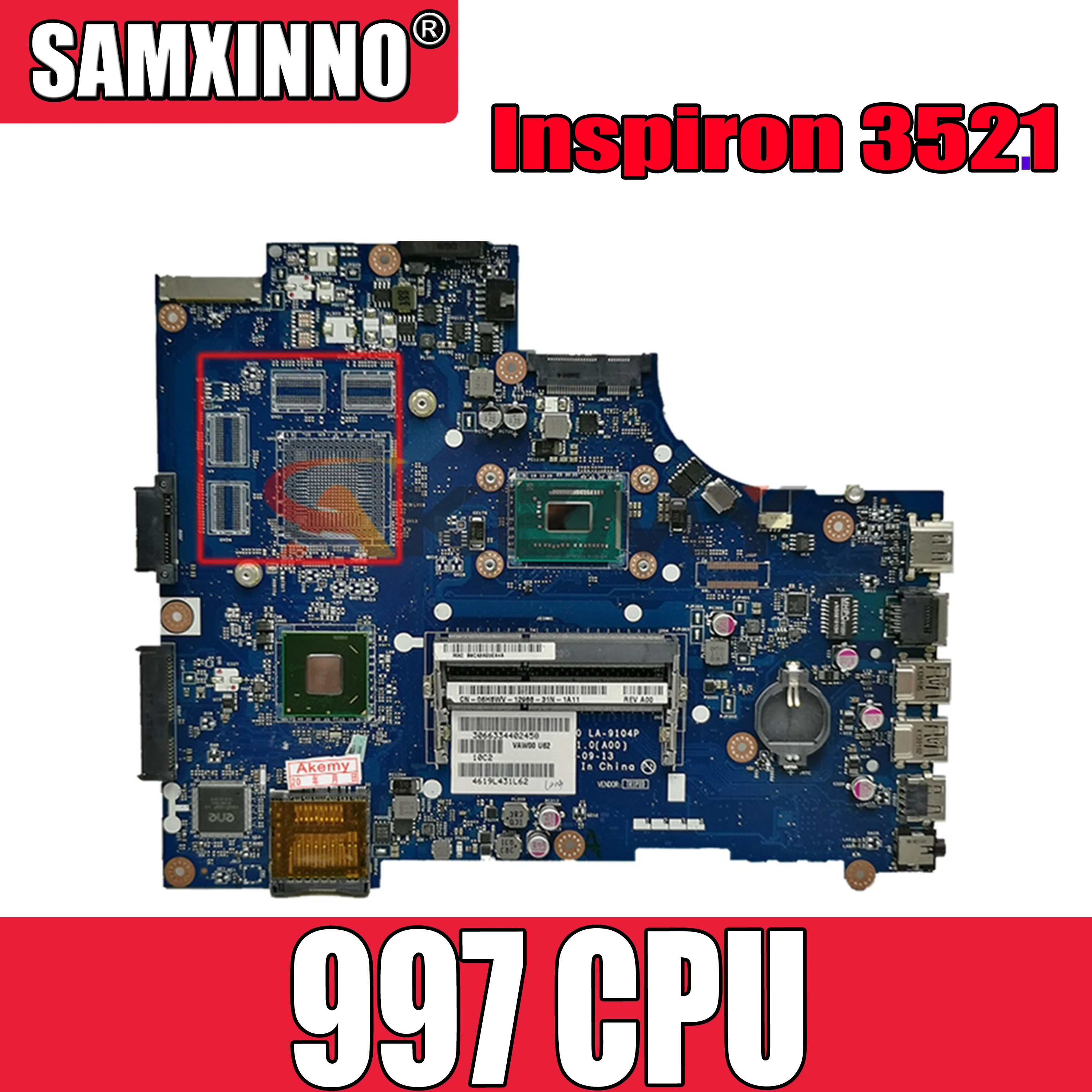 

Оригинальная материнская плата для ноутбука DELL Inspiron 3521 Core SR0V5 Pentium 997 материнская плата LA-9104P CN-0YN8TC 0YN8TC