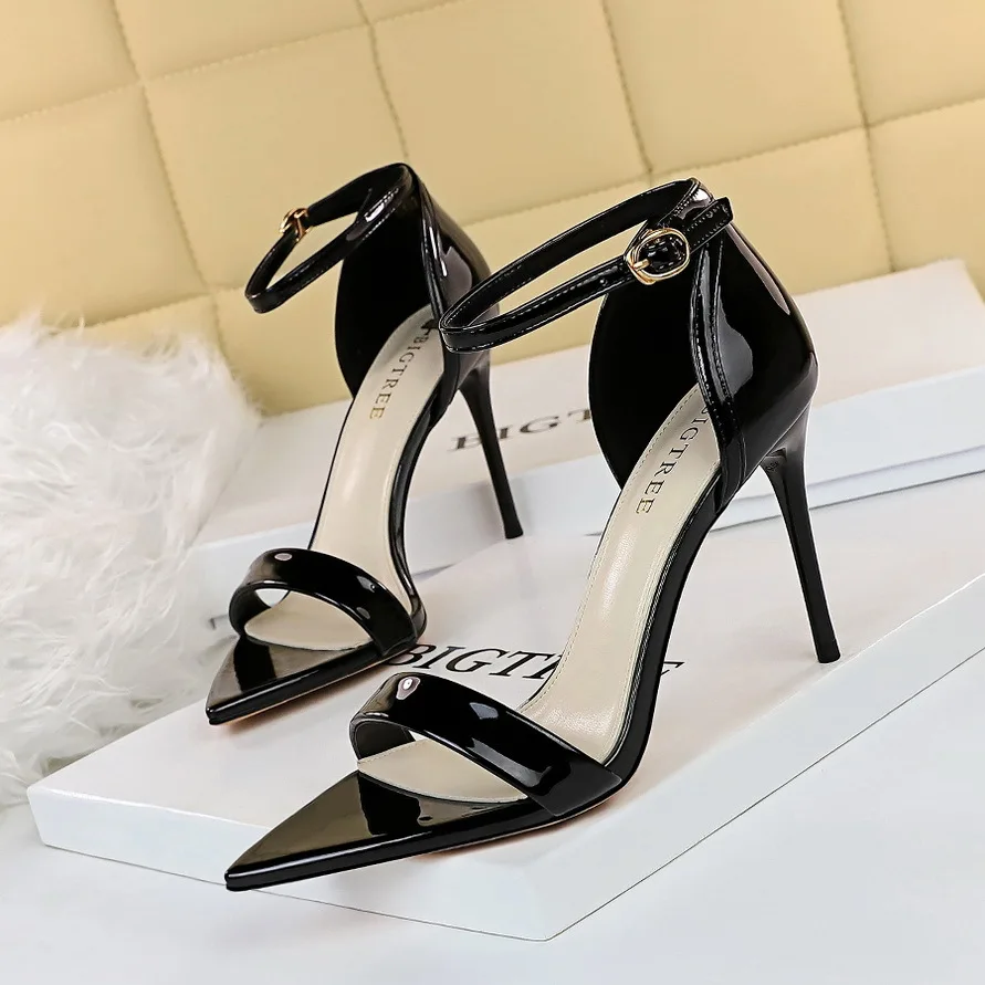 

High Heels Shoes Women Buckle Sandals Summer Peep Toe Pump Fashion Ladies Slides Sexy Heel Shoes Big Sized Zapatos De Mujer