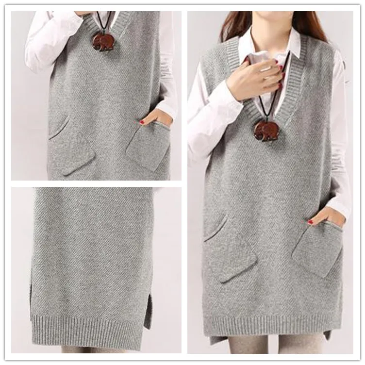 2019 весеннее и осеннее платье новинка Женский вязаный жилет с v-образным вырезом