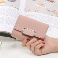 womens wallet square buckle three fold female pu leather short coin purses ladies multifunction clutch phone bag card holder