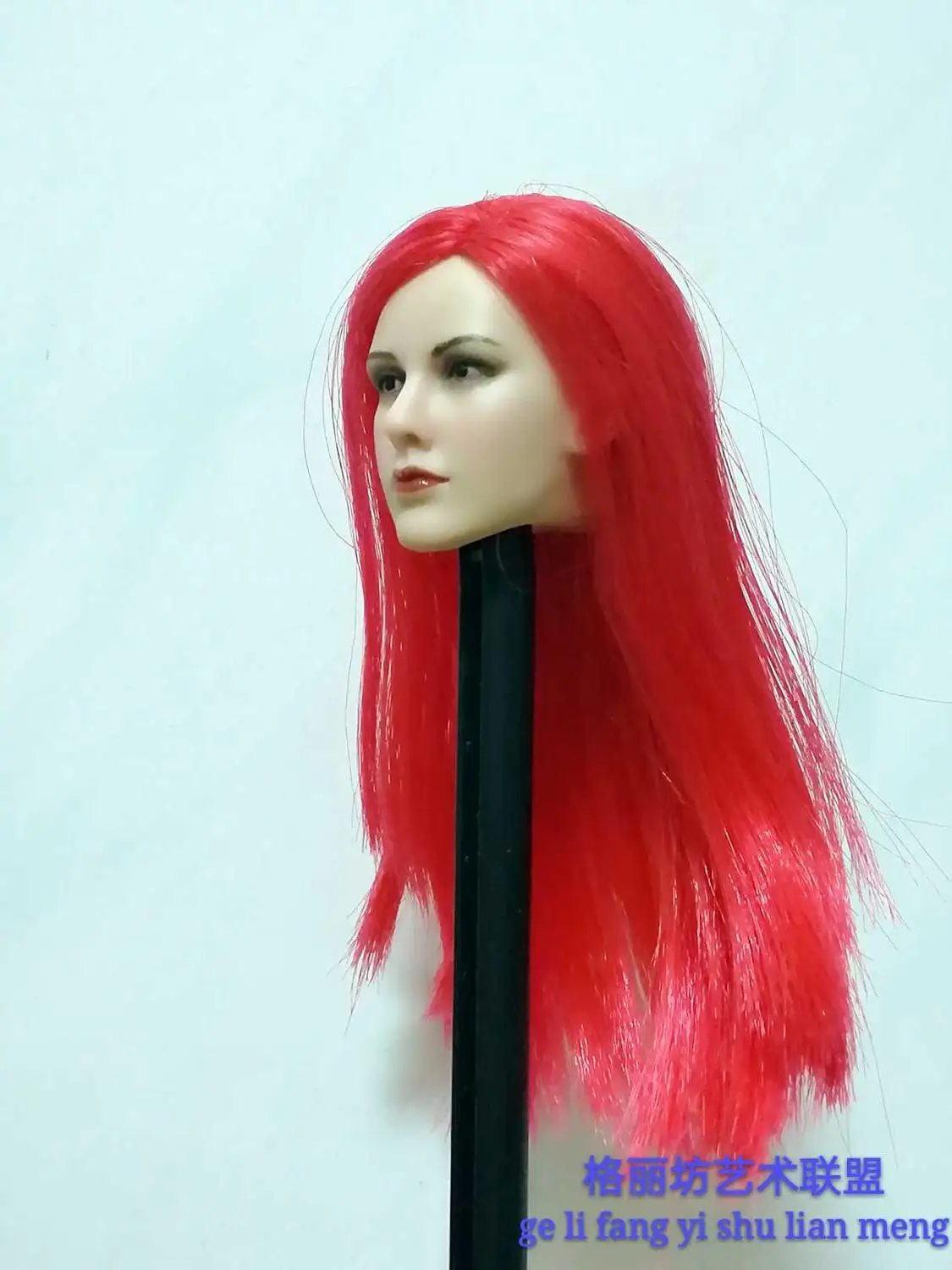 

1/6 Custome Female Red Long Hair PVC Head Sculpted Model
