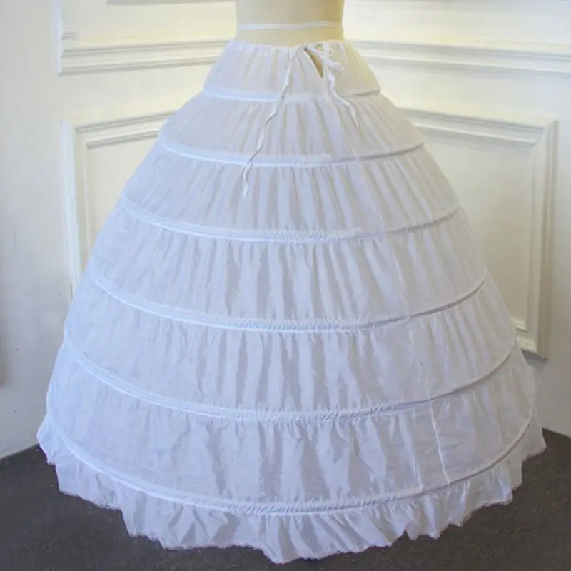 

2021 New Women A-Line Crinoline 6 Hoop Bridal Dress Slip Petticoat Ruffle Gown Underskirt