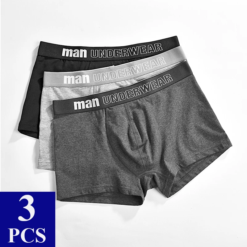 3 шт. мужские хлопковые трусы-боксеры | Мужская одежда