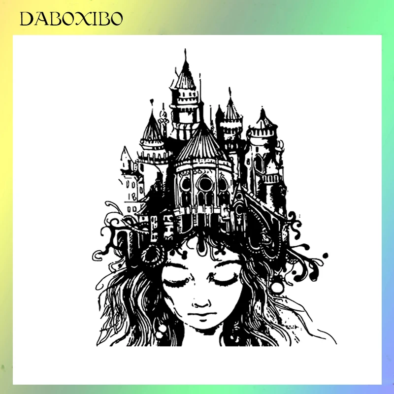 

DABOXIBO Castle In The Hair Clear Stamps For DIY Scrapbooking/Card Making/Photo Album Silicone Decorative Crafts13X13