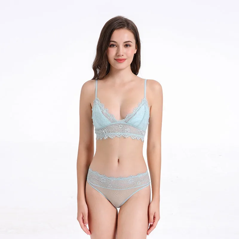 

Fashion New Sexy bra and panty set Lace bra set Underwear Wire free Bras women lingerie set GS056