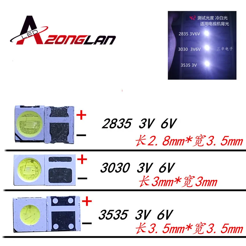 50 100 шт. светодиодная подсветка для телевизора LG 2835 3030 3535 3 в 6 1 Вт Вт|Подвесные