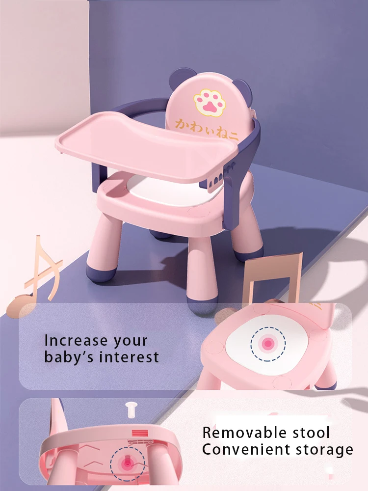 

Children Dning Chairs Cartoon Plastic Armchair With Tray Baby Kids Dining Chair Stool Cadeiras For Kitchen Living Room