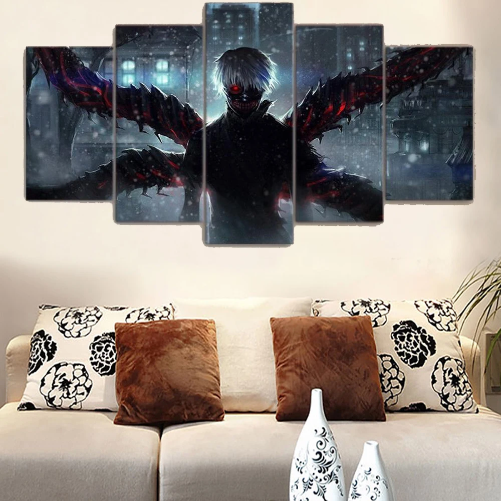 

5 Piece Canvas Wall Art Modular Picture Anime Poster Tokyo Ghoul Modern Home Decor Prints Living Room Decoration Paintings Frame