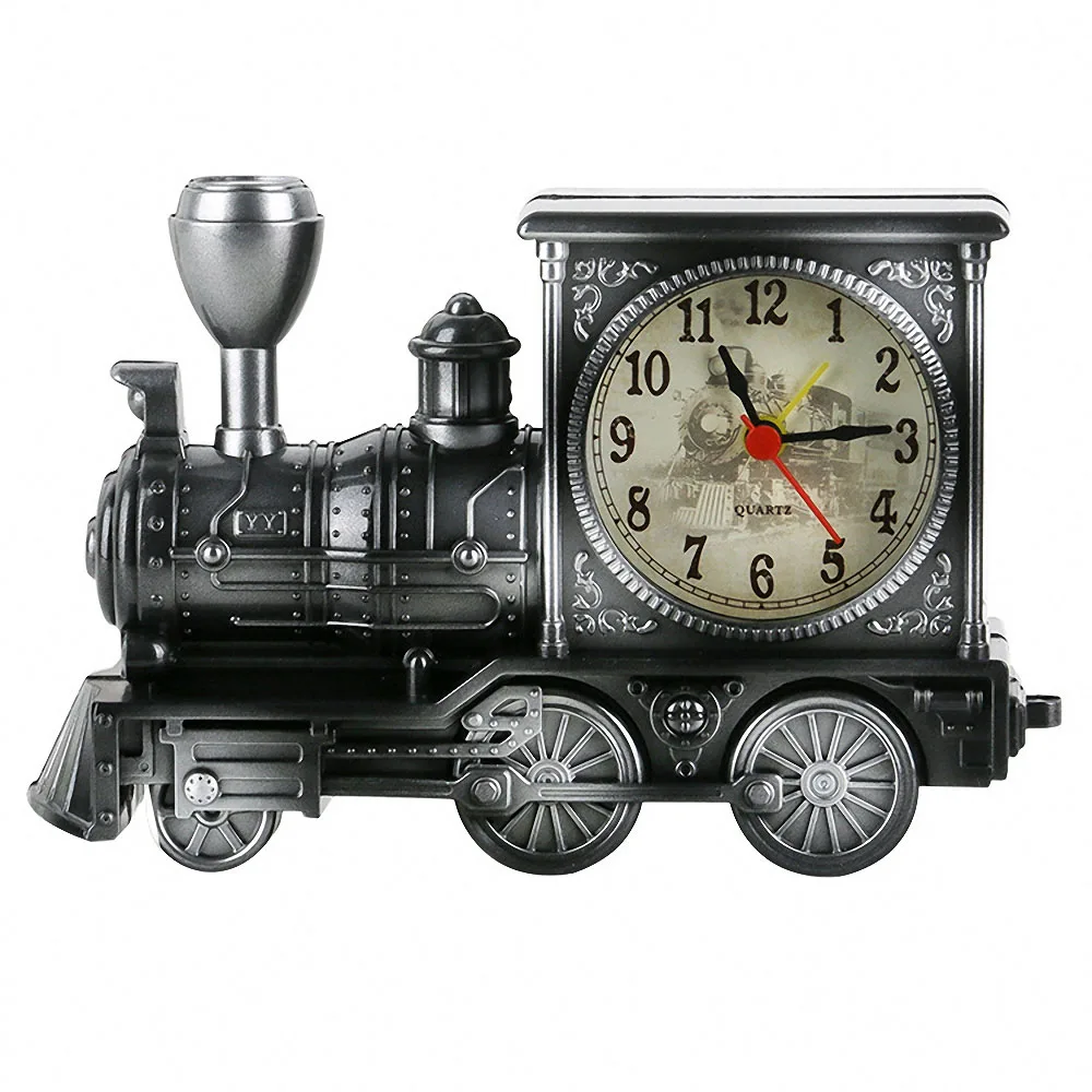 

Locomotive Train Alarm Clock Plastic Model Clock Ornaments Model Antique Engine Design Desk Office Home Decoration Birthday Gift