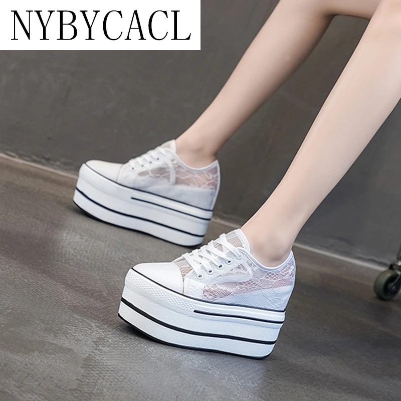 

Women Flat Platform Shoes Fashion Lace Breathable Woman Chunky Shoes White/Black Summer Sneakers 2021 Women Platform Shoe NEW
