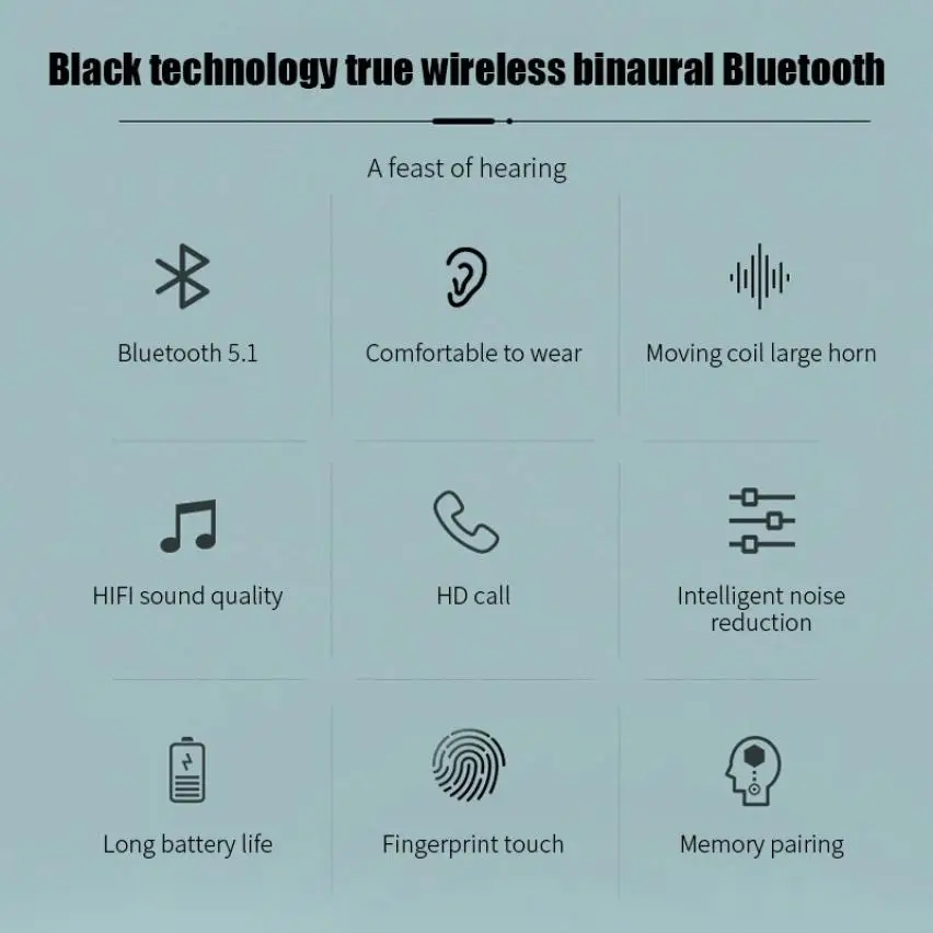 

TWS Bluetooth 5.1 Earphones 1200mAh Charging Box Wireless Headphone Stereo Sports Waterproof Earbuds Headsets With Microphone