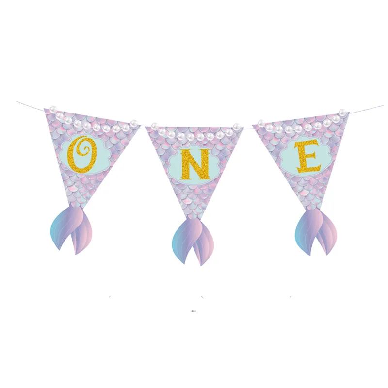 Тема русалки для маленьких девочек на первый день рождения гирлянда стул баннер