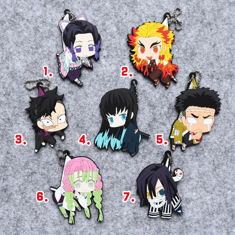 Брелок для ключей Demon Slayer Kimetsu no Yaiba резиновый брелок с аниме кочоу шинобу ренгоку