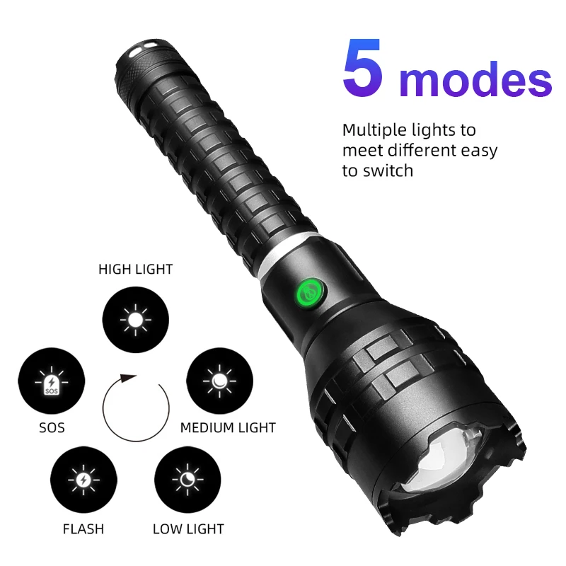 Суперъяркая светодиодный ная вспышка XHP199 ультрамощсветильник перезаряжаемая