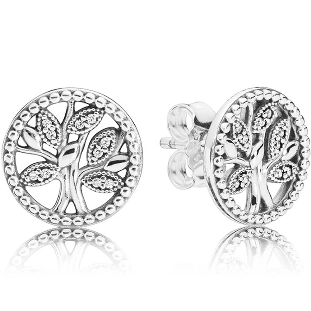 Женские серьги-гвоздики из серебра 100% пробы с лепестками клевера | Украшения и