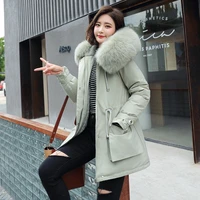 fitaylor new 2021 winter parkas women large fur collar hooded jacket thickness cotton padded overcoat 30 degree snow outwear