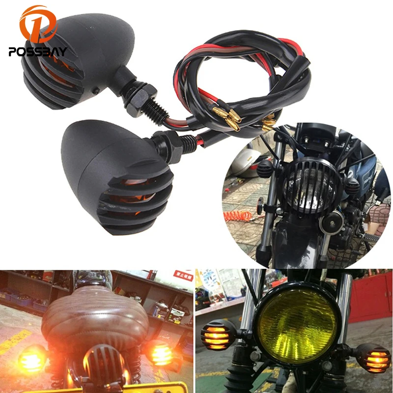 

Posbay Универсальный винтажный Bullet Grill указатель поворота мигалка Индикатор для Harley Bobber Chopper кафе мотоциклетные огни