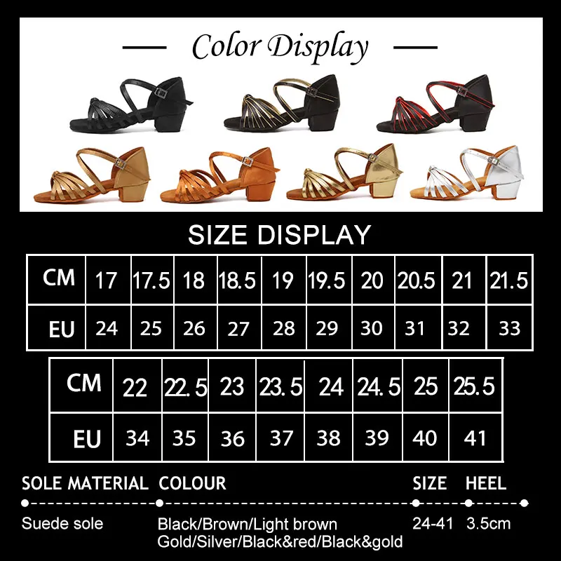 SWDZM Women Latin Dance Shoes Children Ballroom Girl Dance Shoes Kids low heel Salsa/Jazz dancing Shoes for girls indoor Sandals