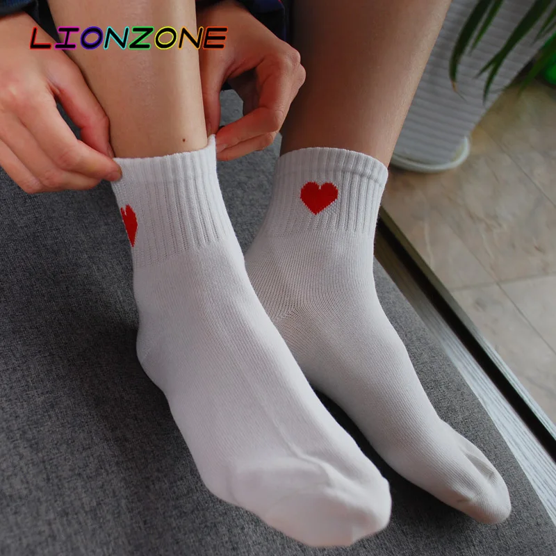 LIONZONE 6 пар/лот милые носки с милыми сердечками женские дышащие удобные осенние зимние забавные бамбуковые носки для отдыха Meias