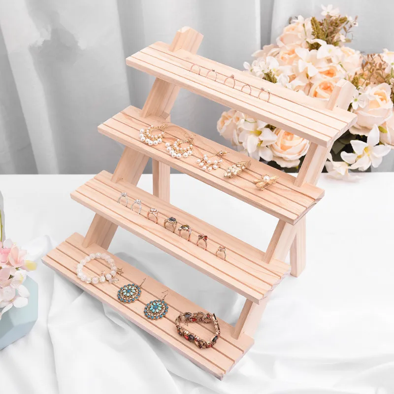 

Wooden Jewelry Organizer Stand Props Earrings Bracelet Storage Display Rack