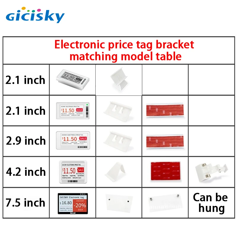 

Gicisky Electronic Price Tag Bracket For 2.9 inch ESL Eink Fixing Clip Hoider Paste Type 1PCS