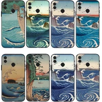 spray waves japan culture phone case for huawei honor 7x 8x 8c 9 9x china pro 9i 9n 9c spray waves japan culture cases