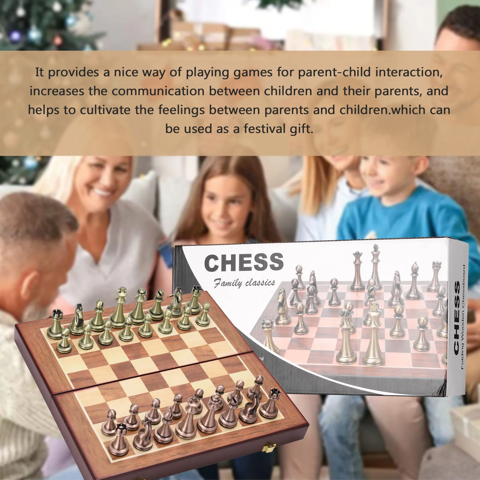 

Chess Metal Chess Metal Antique Chess Pieces Wooden Folding Chessboard Alloy Board Game Chessboard New Year Birthday Gift