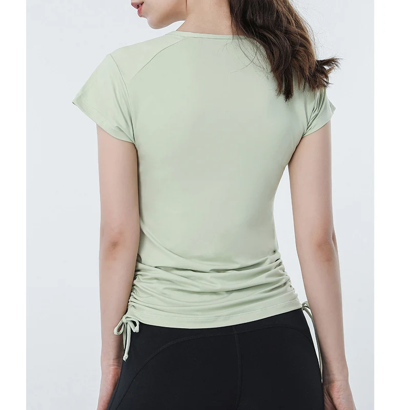 Одежда для тренажерного зала на молнии кроп-топ йоги Спортивная футболка бега