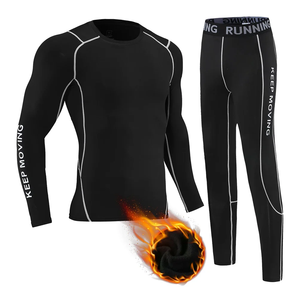 

High-Quality Compression Men's Thermal Underwear Outdoor Sport Settings Training Suit Winter Thermal Underwear T-Shirt+Leggings