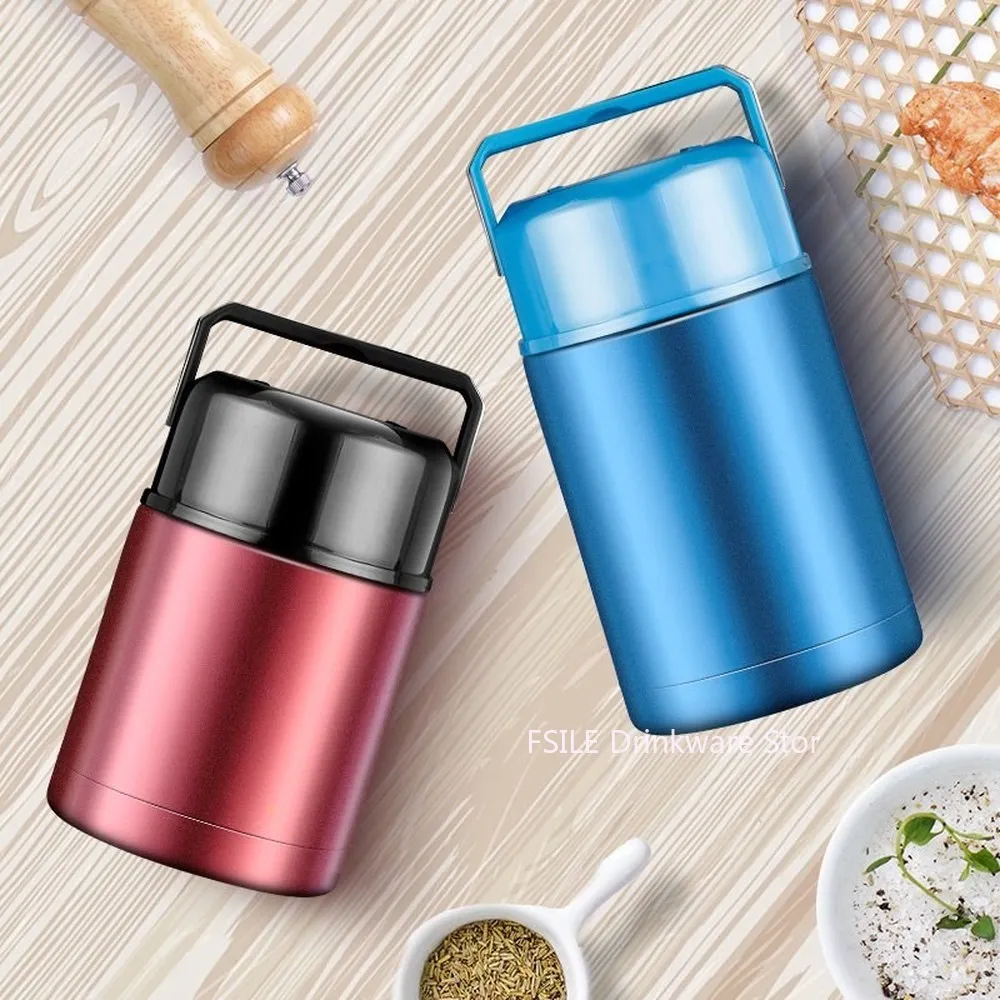 

500ML/800ML/1000ML Double Stainless Steel Thermos Food Soup Containers Large Capacity Vacuum Flasks Portable Lunch Bento Box