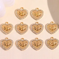 10pcslot fashion crystal angel wings love heart charms for diy necklaces making gold silver color zinc alloy charm accessories