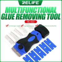 relife rl 023 uv glue cleaner remover for phone lcd touch screen scraper repair tool with 5pcs metal blade5pcs plastic blade