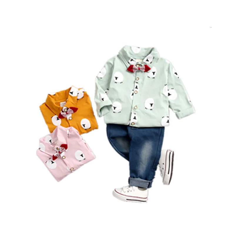 2 шт./компл. Детские хлопковые рубашки и джинсы|Комплекты одежды для девочек| |