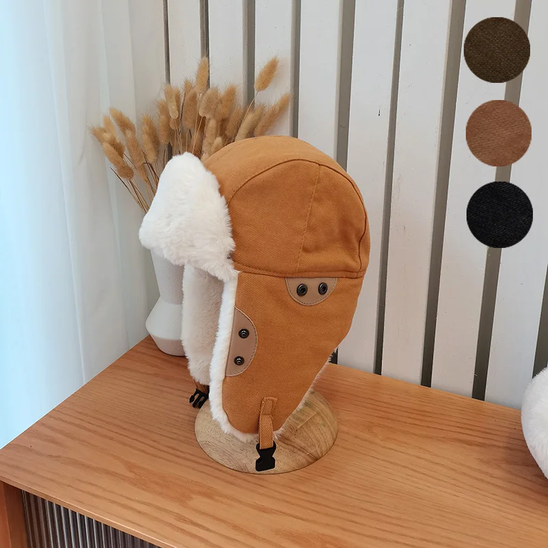 

2021 New Winter Earflap Bomber Hats Fur Ushanka Cap Thickened Warm Russian Hat Cycling Skiing Outdoor Windproof Wool Ear Flap