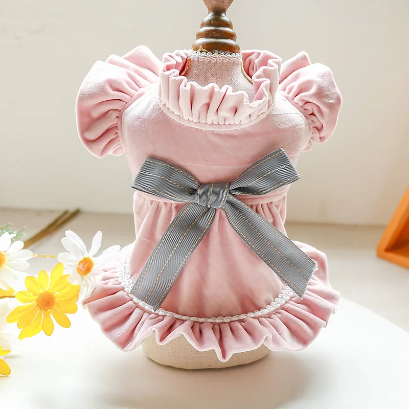 Платье PETCIRCLE для собак и щенков желтое милое платье с бантом подходит маленьких