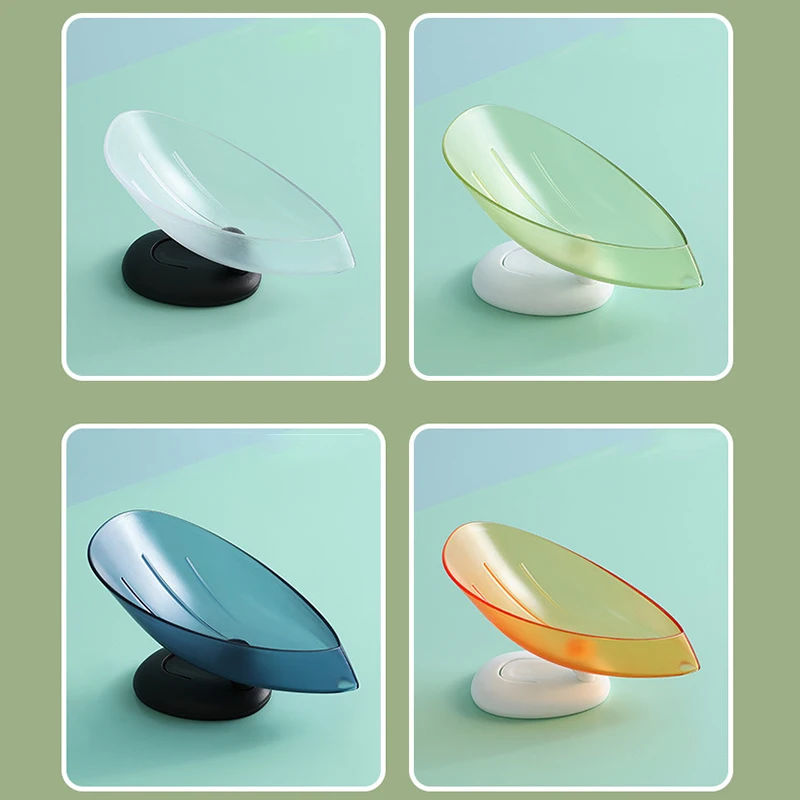 

1pc Plastic Soap Box Creative Suction Cup Base Perforated Free Drain Rack Bathroom Shower Soap Holder Household Storage Tray