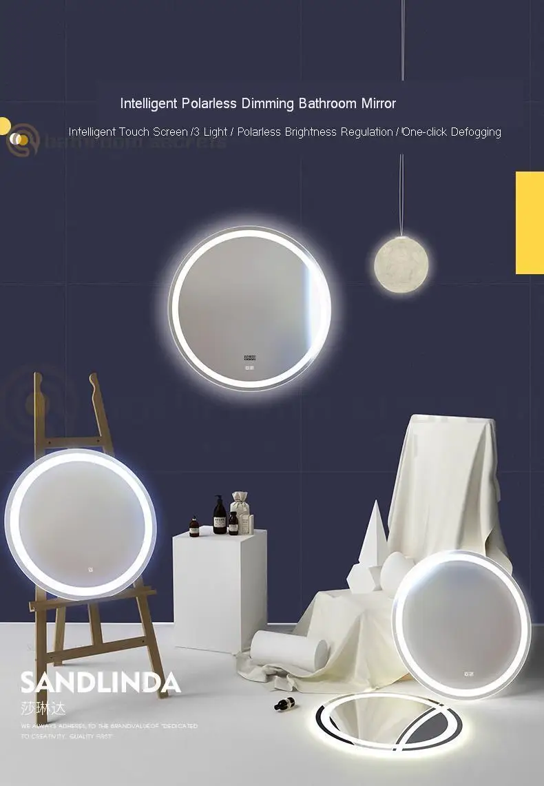 Smart Mirror Touch Screen Led Luminescent Lamp Antifogging Bathroom Mirror Washroom Mirror Wall Hangs Round Mirror Wall