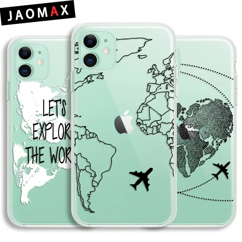 Прозрачный чехол Jaomax для телефона iPhone 11 Pro XR XS Max роскошные чехлы с картой мира